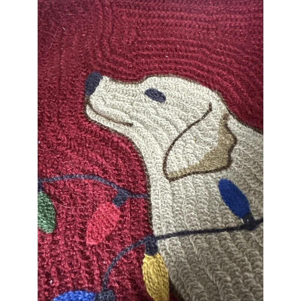 Pottery Barn Tangled Lights Lab Labrador Christmas Pillow Cover Embroidered